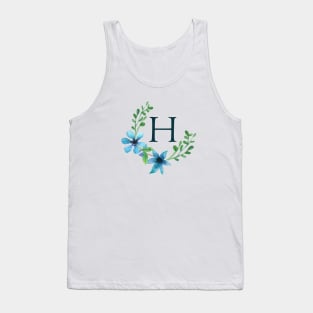 Floral Monogram H Pretty Blue Flowers Tank Top